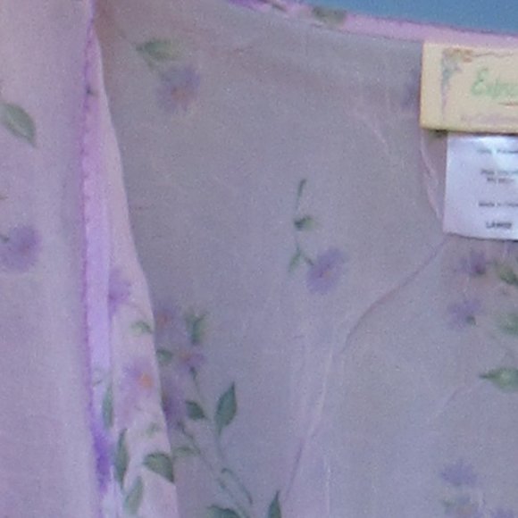 NWT VINTAGE  sheer floral print robe L - Picture 11 of 12